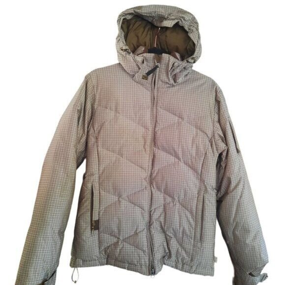 Roxy cream herringbone print endurance 10,000mm down ski winter jacket - Picture 3 of 9